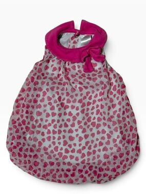 Baby Essentials 6M Pink Heart Print Dress Bow Collared Baby Girl